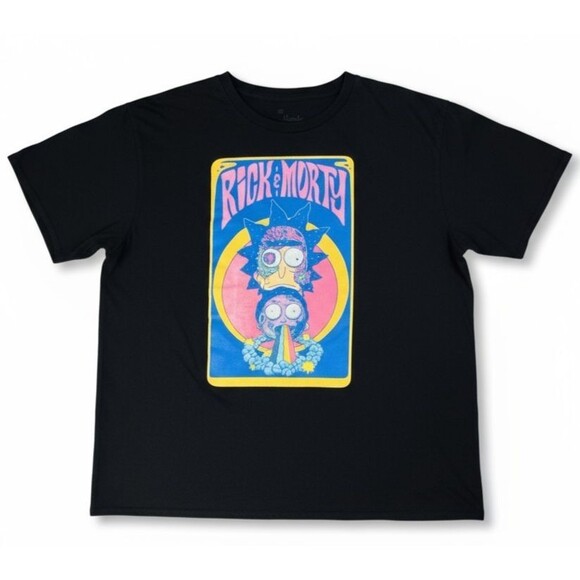 Rick And Morty Shirt Mens XLarge Black Adult Swim Psychedelic Graphic Cartoon - Picture 2 of 11